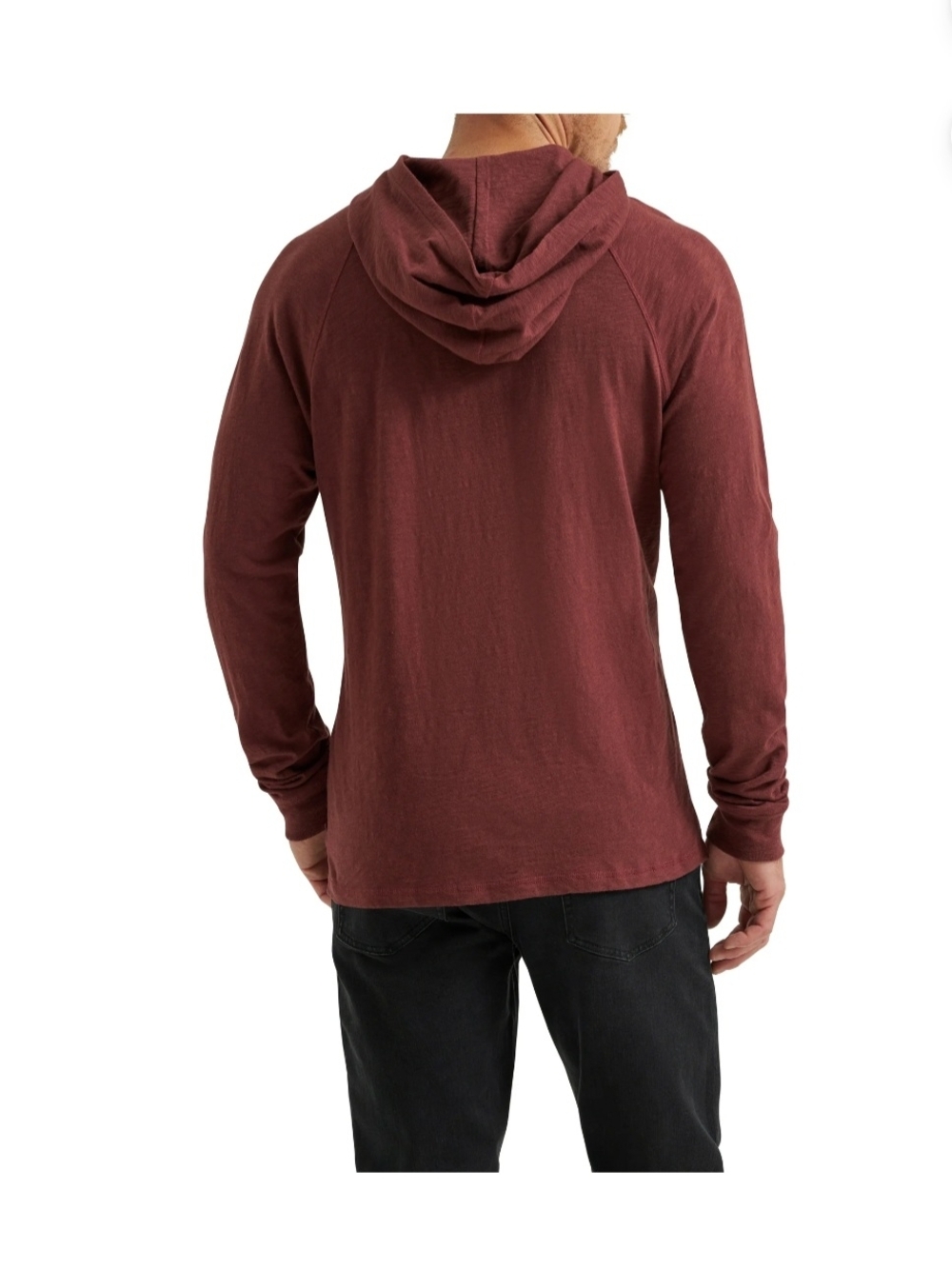 Wrangler Men's Henley  Long-Sleeve Hoodie Bitter Chocolate / Maroon - Picture 5 of 6